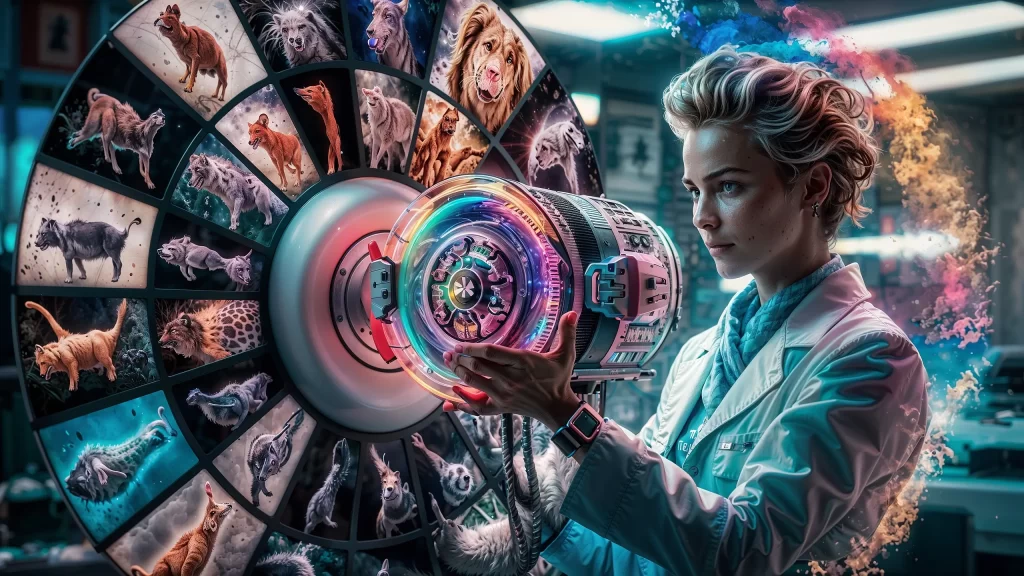 A female scientist holding a Tool for Discovering and Protecting Undiscovered Species feature